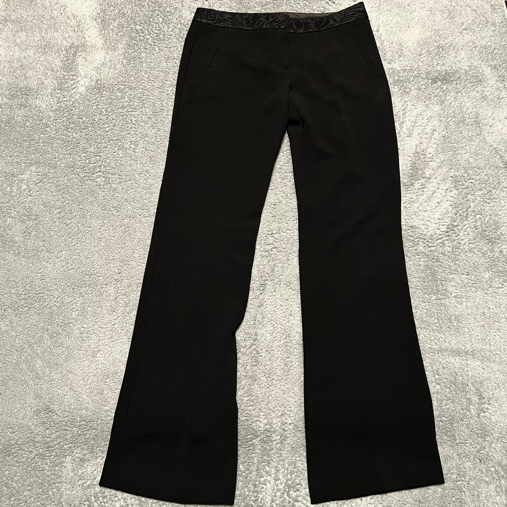 Trina Turk Pants Womens 6 (32x33.5) Black Straight Dress Work Floral Waist